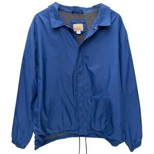 Roebuck & Co Coach Jacket Mens XL Blue Snap Front Lightweight Windbreaker